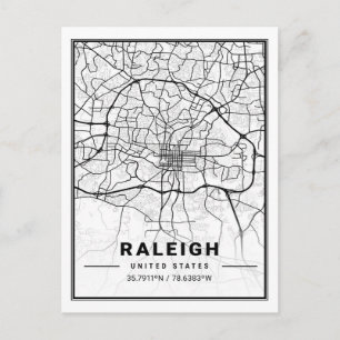 Postal Raleigh Carolina del Norte EE.UU. Mapa de la ciuda