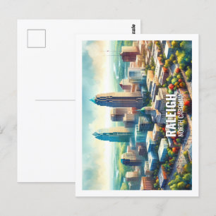 Postal Raleigh Carolina del Norte Famosa acuarela de viaj