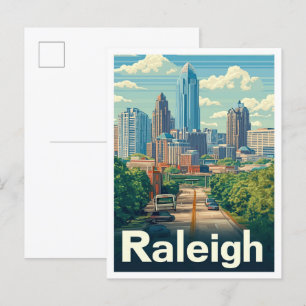 Postal Raleigh Carolina del Norte Ilustracion de Viajes V