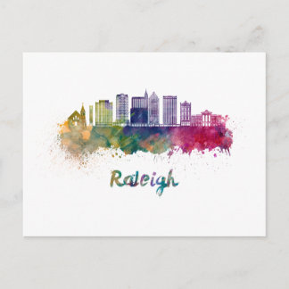 Postal Raleigh V2 skyline in watercolor