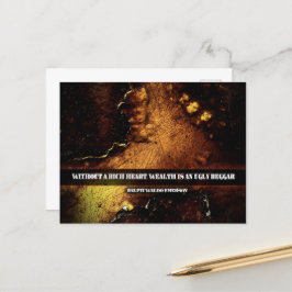 Postal Ralph Waldo Emerson cita Inspiradora corazón rico