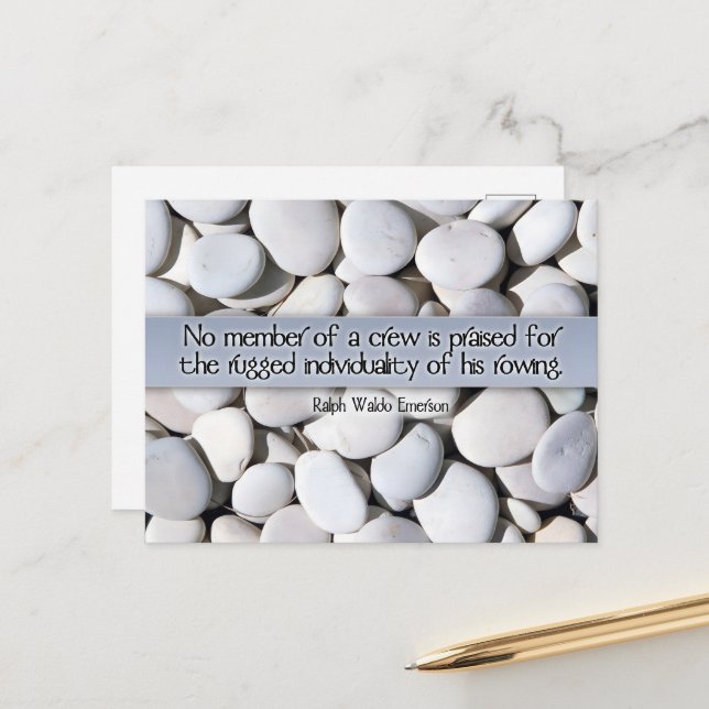 Postal Ralph Waldo Emerson cita Inspiradora "Equipo" (Anverso/Reverso In Situ)