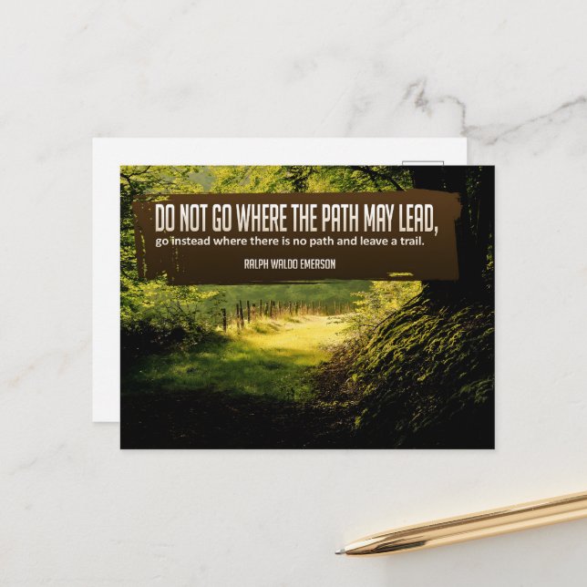 Postal Ralph Waldo Emerson cita Inspiradora "Trail" (Anverso/Reverso In Situ)