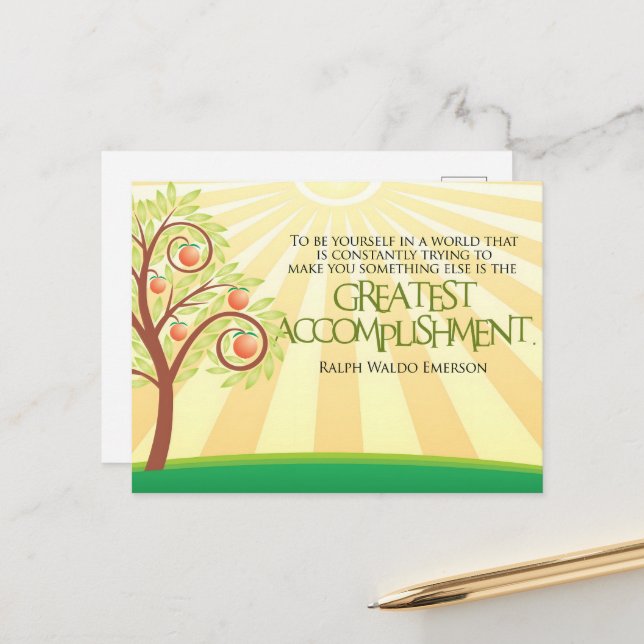 Postal Ralph Waldo Emerson cita Inspiradora "Yourself" (Anverso/Reverso In Situ)