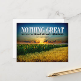 Postal Ralph Waldo Emerson Entusiasmo por la cita Inspira