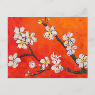 Postal Rama blanca floreciente en primavera
