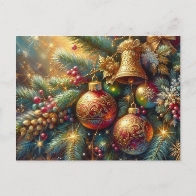 Postal Rama con decoración de Navidades (Anverso)
