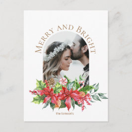 Postal Rama de acuarela de Feliz Navidad 