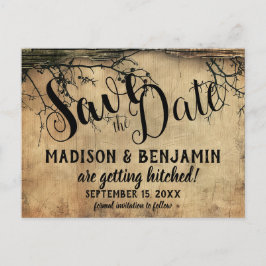 Postal Rama de árbol rústico boda vintage guardar la fech