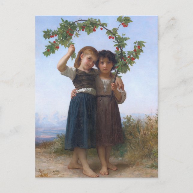 Postal Rama de cerezos de Bouguereau (Anverso)