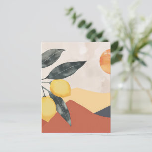 Postal Rama de limón de Boho con resumen Minimalista de S