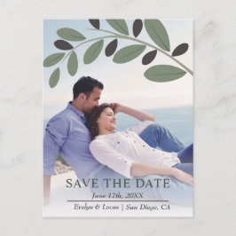 Postal Rama de olivo mediterráneo foto Anuncio de fecha d