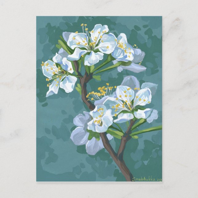 Postal Rama florida del manzano (Anverso)