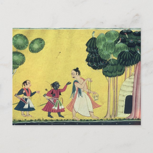 Postal Rama y Lakshmana acompañados por Visvamitra (Anverso)