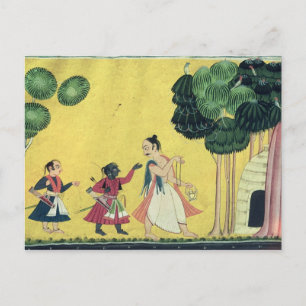 Postal Rama y Lakshmana acompañados por Visvamitra