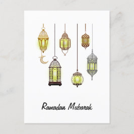 Postal Ramadan Kareem Crescent Lanterns Mubarak Islamic