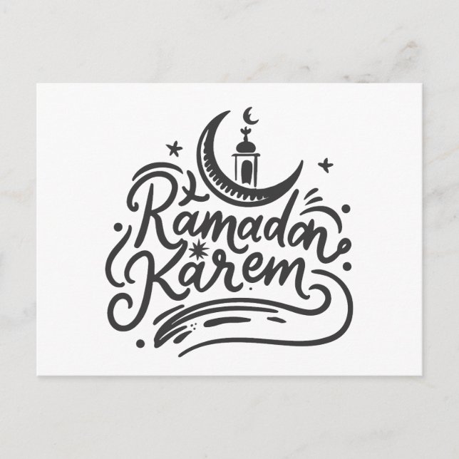 Postal Ramadan Kareem Crescent Moon avistó el ayuno (Anverso)
