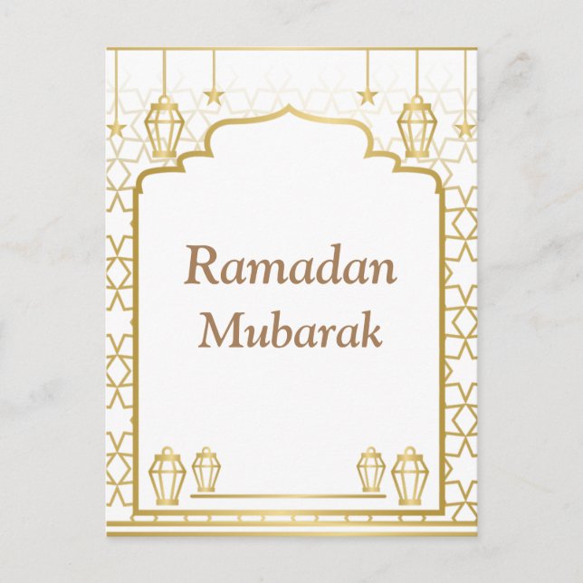 Postal Ramadan Kareem Tipografía Creciente islámica Texto (Anverso)