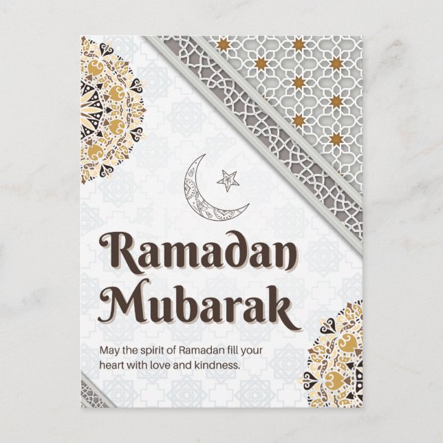 Postal Ramadan Mubarak Mandala Crescent Art (Anverso)