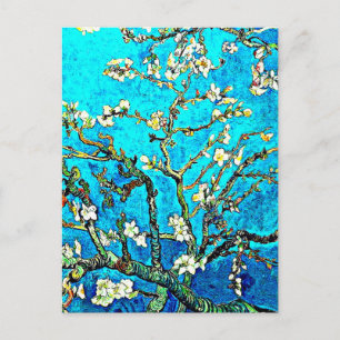 Postal Ramas con flores de almendro