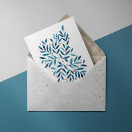 Postal Ramas de acuarela de bonito - turquesa y roja