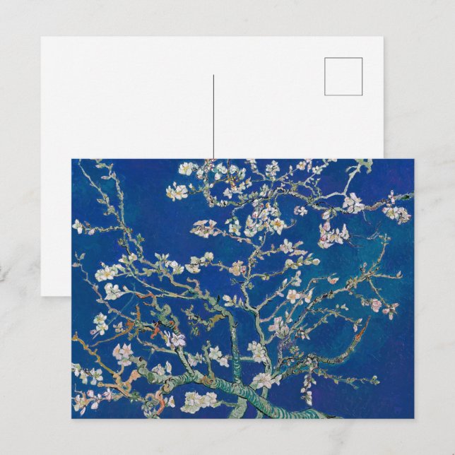 Postal Ramas de Almendro en Flor (Índigo) | Van Gogh | (Anverso / Reverso)