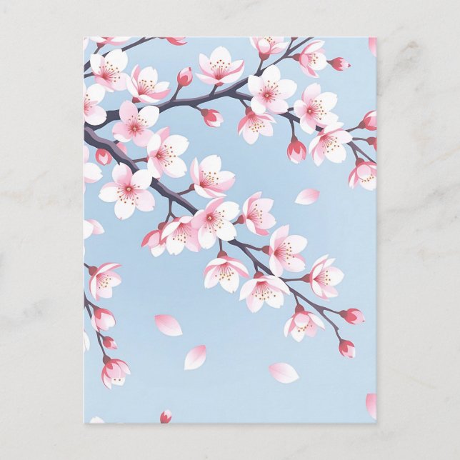 Postal Ramas de Flor de Cerezo Patrón Sereno (Anverso)