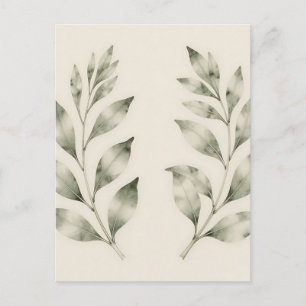 Postal Ramas de Laurel en Acuarela Elegante