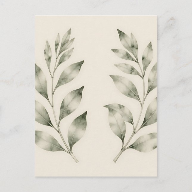 Postal Ramas de Laurel en Acuarela Elegante (Anverso)
