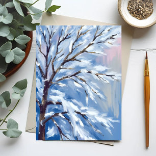 Postal Ramas Heladas   Pintura De Árbol De Nieve Invernal