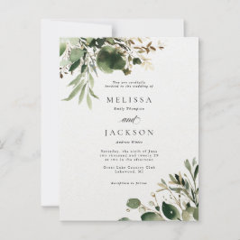 Postal Ramas verdes y Boda crema