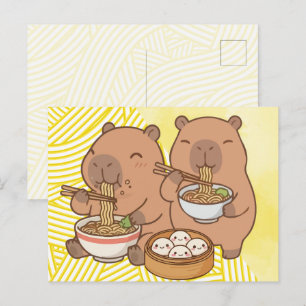 Postal Ramen de capybara divertido
