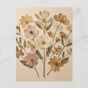 Postal Ramillete Botánico de Flores Silvestres Prensadas