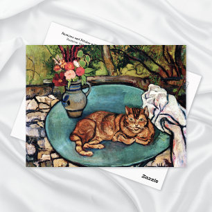 Postal Raminou Cat Vase Carnations Suzanne Valadon