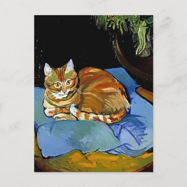 Postal “Raminou on a Blue Blanket” by Suzanne Valadon (Anverso)