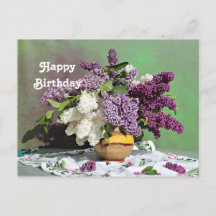 Ramo de cumpleaños de lilas púrpura y blancas flor