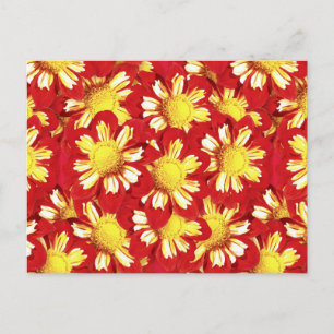 Postal Ramo de Dahlia - rojo y blanco con amarillo