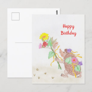 Postal Ramo de erizo y flores