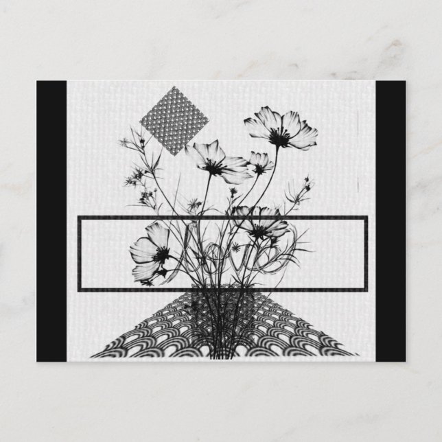 Postal Ramo De Flores Abstracto Negro (Anverso)