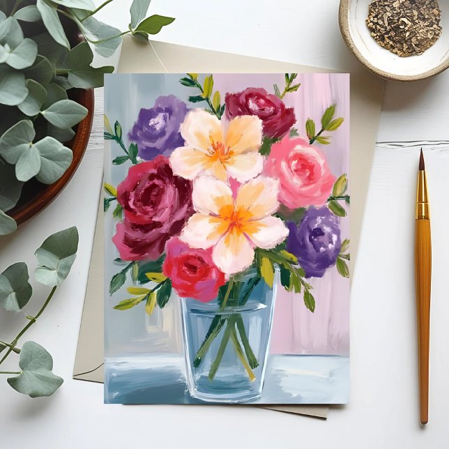 Postal Ramo de flores Acuarela Pintura floral (Subido por el creador)