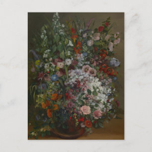 Postal Ramo de flores antiguas en un jarrón por Courbet
