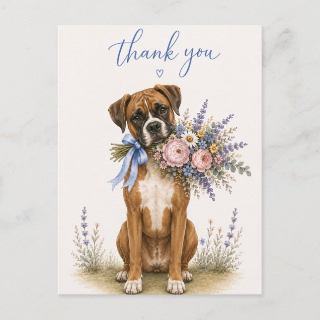 Postal Ramo de flores Boxer Gracias (Anverso)
