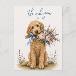 Postal Ramo de flores de Labradoodle agradecimiento