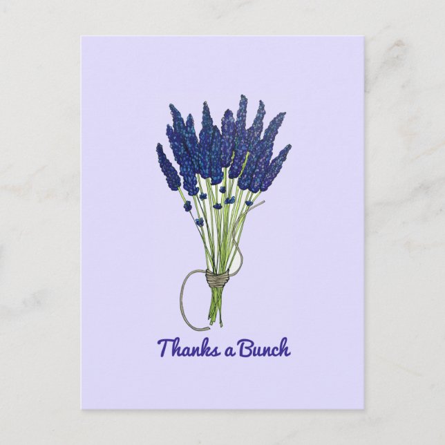 Postal Ramo de flores de lavanda Gracias un Montón Bouque (Anverso)