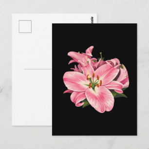 Postal Ramo de flores de lirio rosa