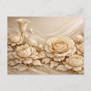 Postal Ramo de flores de papel beige elegante