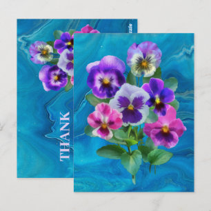 Postal Ramo de flores de pensamiento de violetas GRACIAS