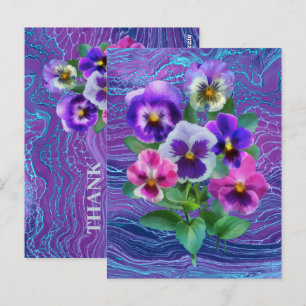 Postal Ramo de flores de pensamiento violetas GRACIAS