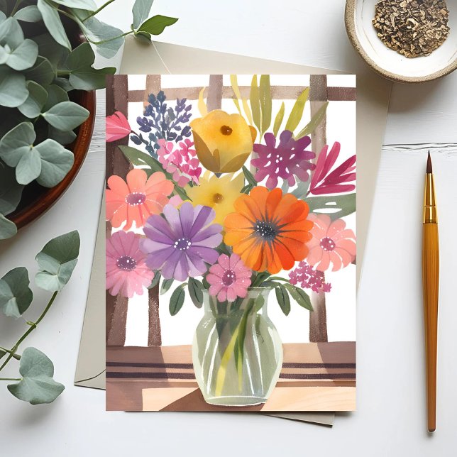Postal Ramo de flores de primavera | Acuarela floral past (Subido por el creador)