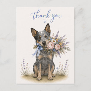 Postal Ramo de flores del perro boyero australiano Gracia